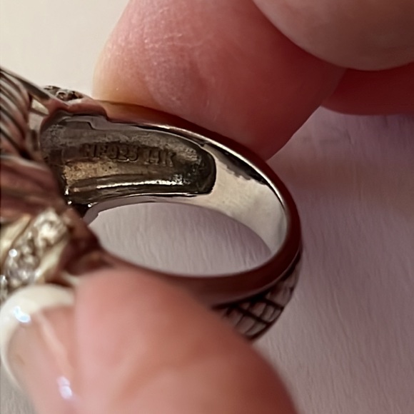 Lovely Checkerboard Faceted Turquoise Ring CZ Sterling Silver Ring Sz.7 - Picture 7 of 11